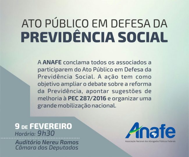 ATO PÚBLICO DEFESA DA PREVIDÊNCIA – ANAFE