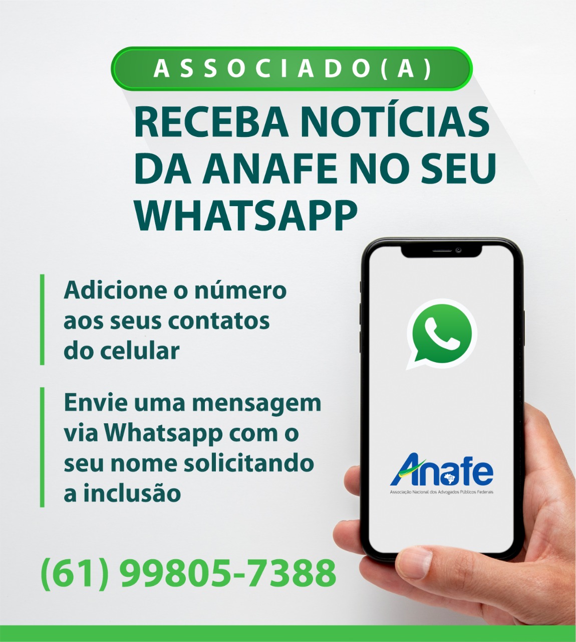 Receba notícias da ANAFE por WhatsApp