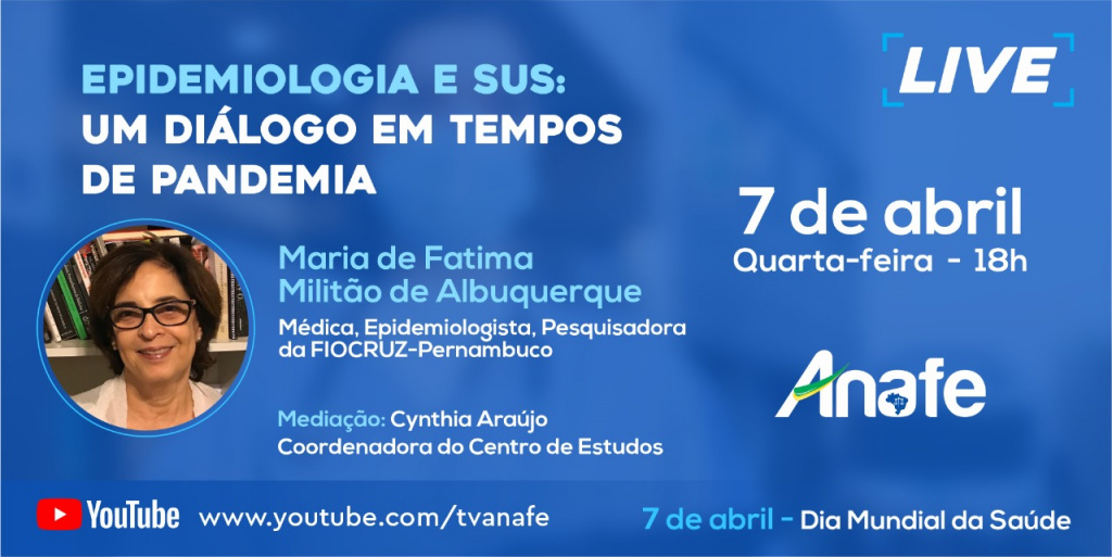 DIA MUNDIAL DA SAÚDE Live da ANAFE discutirá epidemiologia e SUS 1024x513