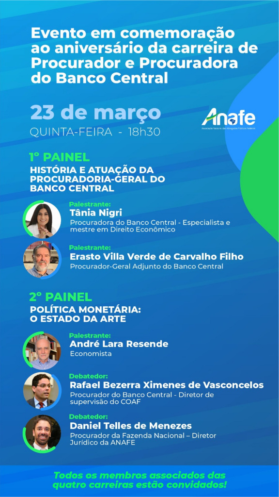 evento em comemoração ao aniversário da carreira de Procurador e Procuradora do Banco Central